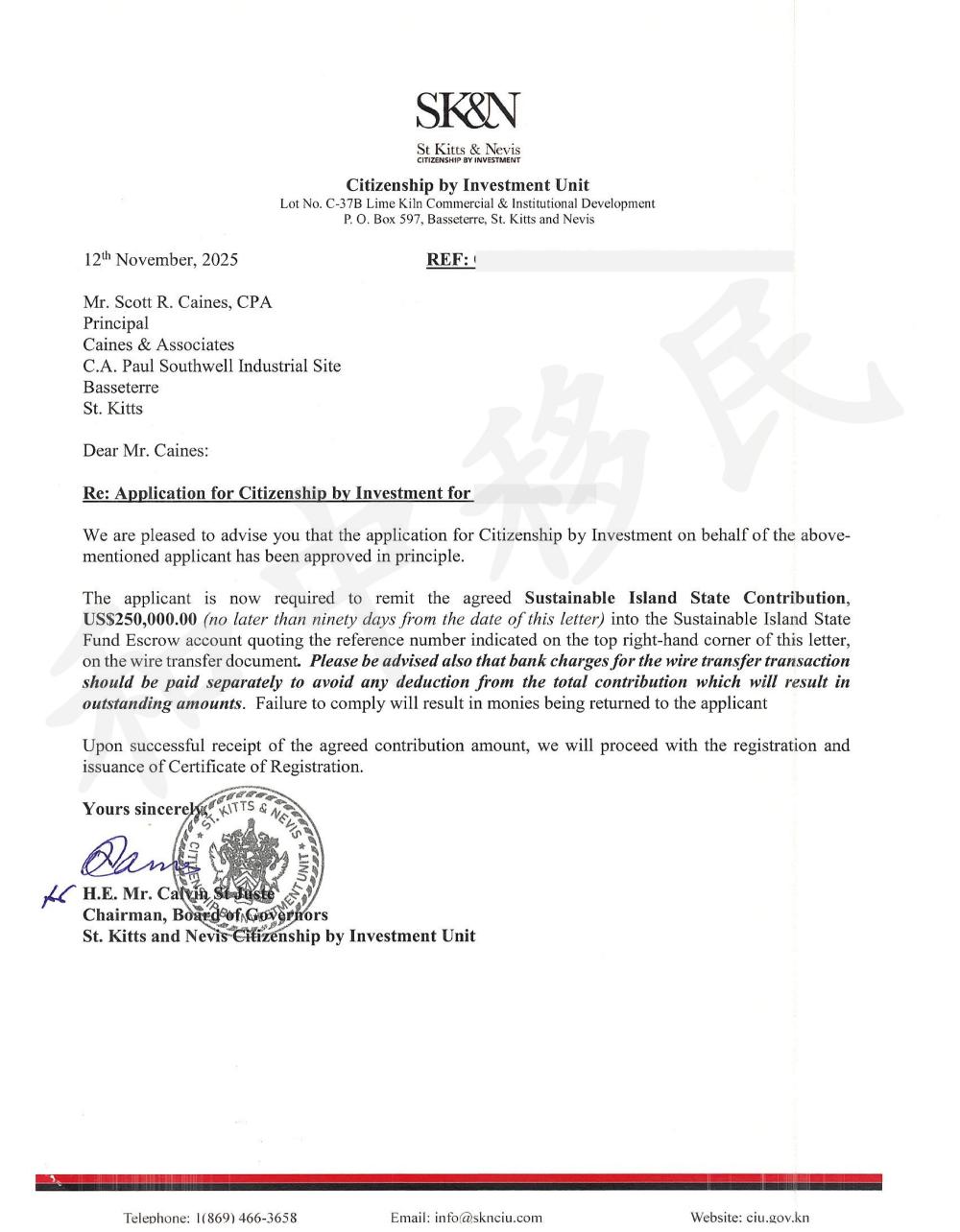2025年11月:圣基茨投资入籍客户顺利获批!